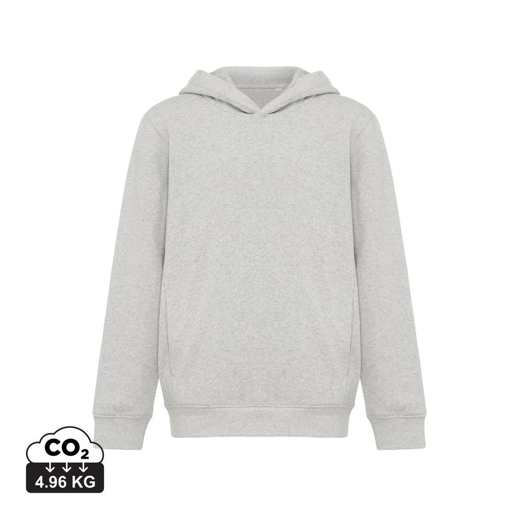 Iqoniq Yengo kids recycled cotton hoodie with sidepockets light heather grey