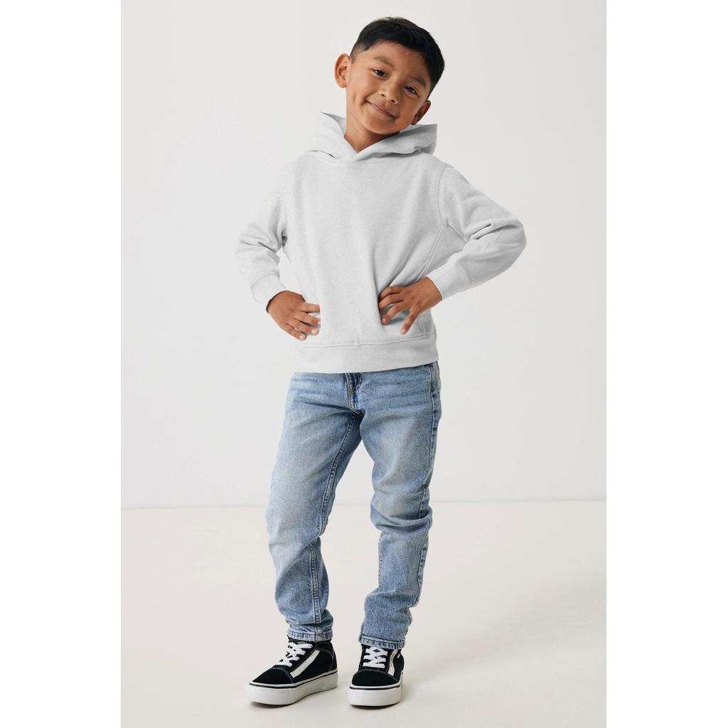 Iqoniq Yengo kids recycled cotton hoodie with sidepockets light heather grey 3 - 4 ani
