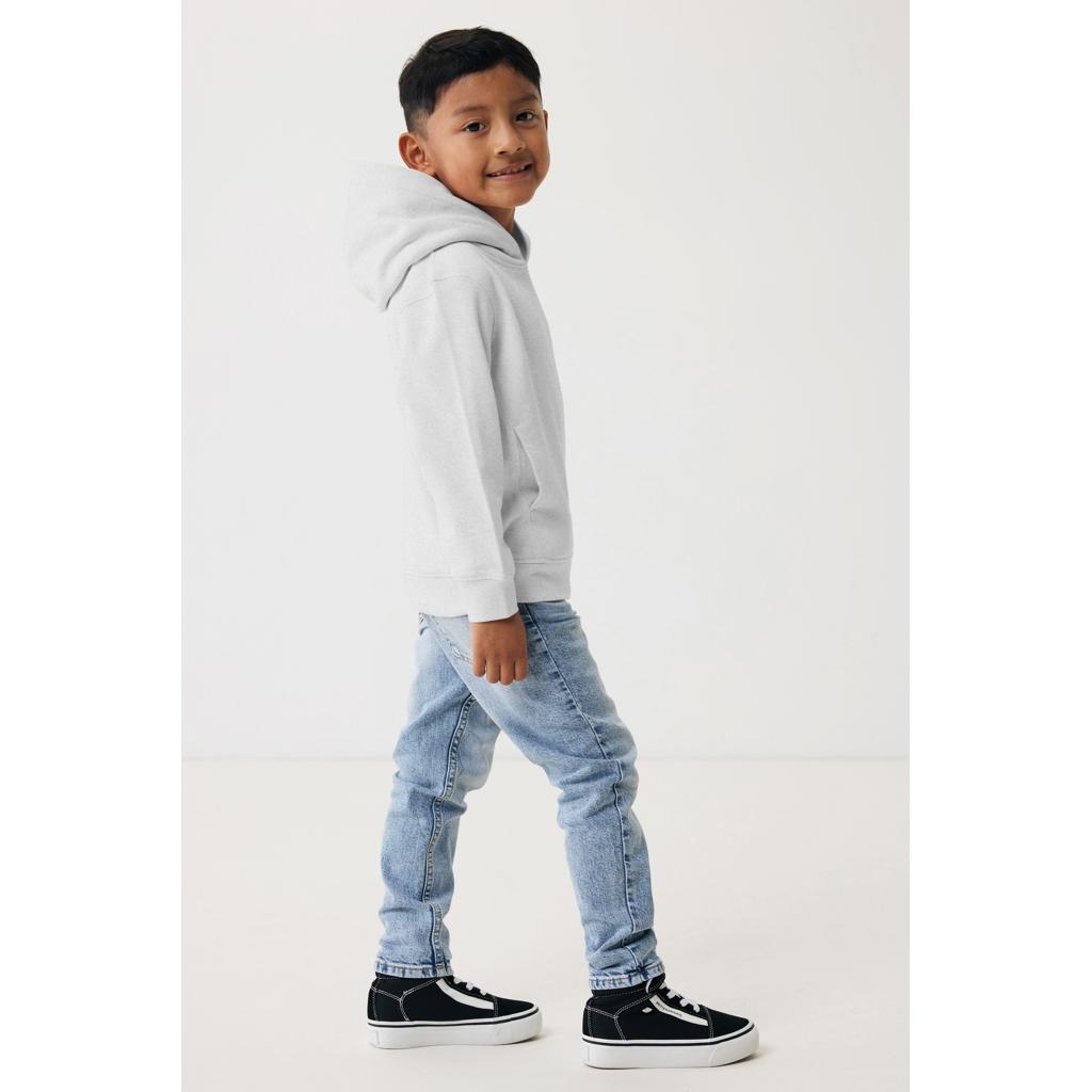 Iqoniq Yengo kids recycled cotton hoodie with sidepockets light heather grey 3 - 4 ani