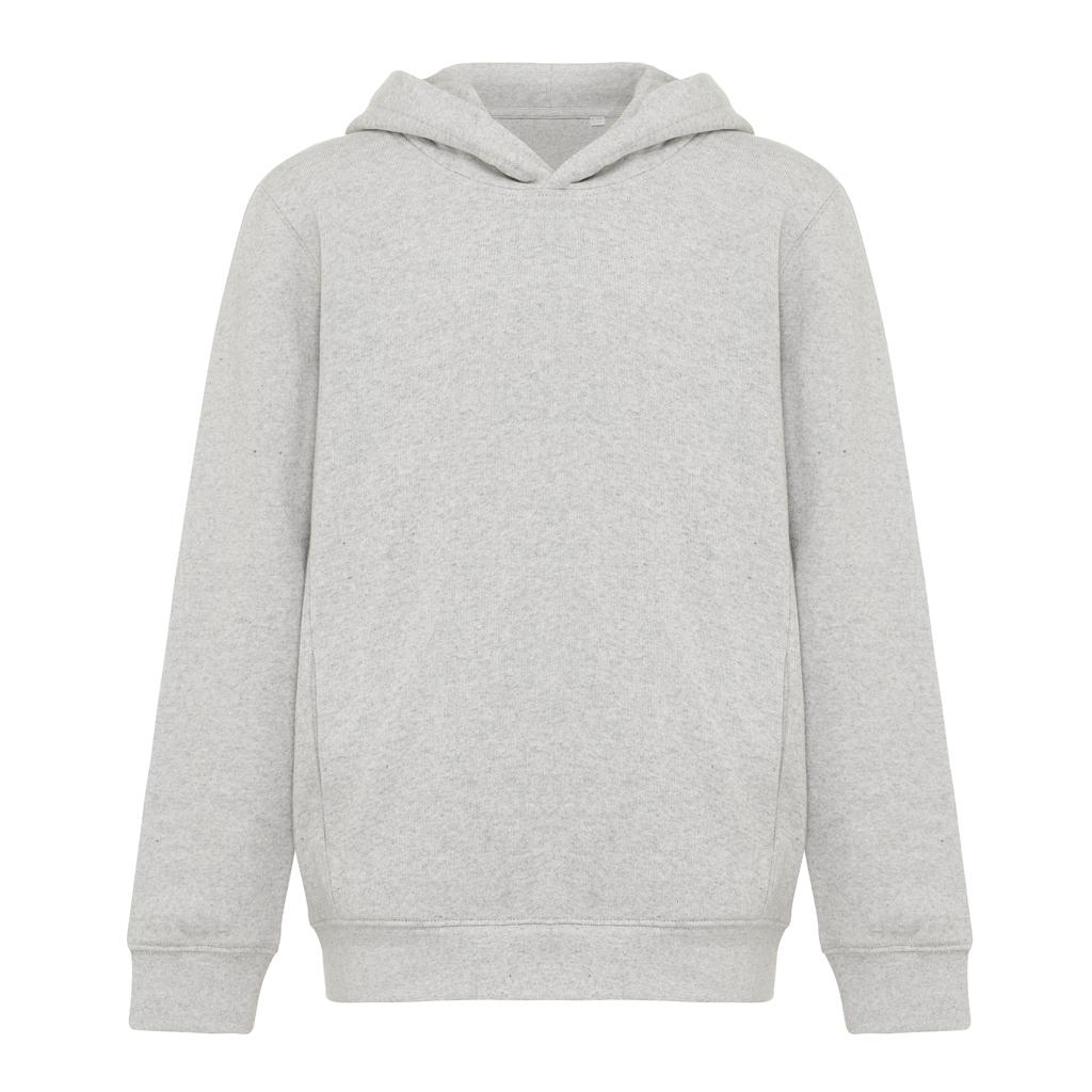 Iqoniq Yengo kids recycled cotton hoodie with sidepockets light heather grey 3 - 4 ani