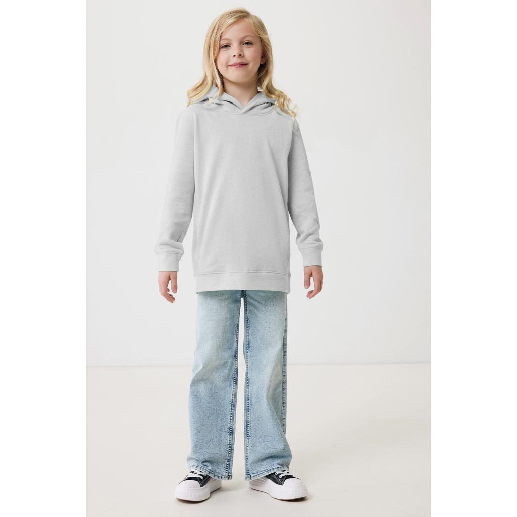 Iqoniq Yengo kids recycled cotton hoodie with sidepockets light heather grey 3 - 4 ani