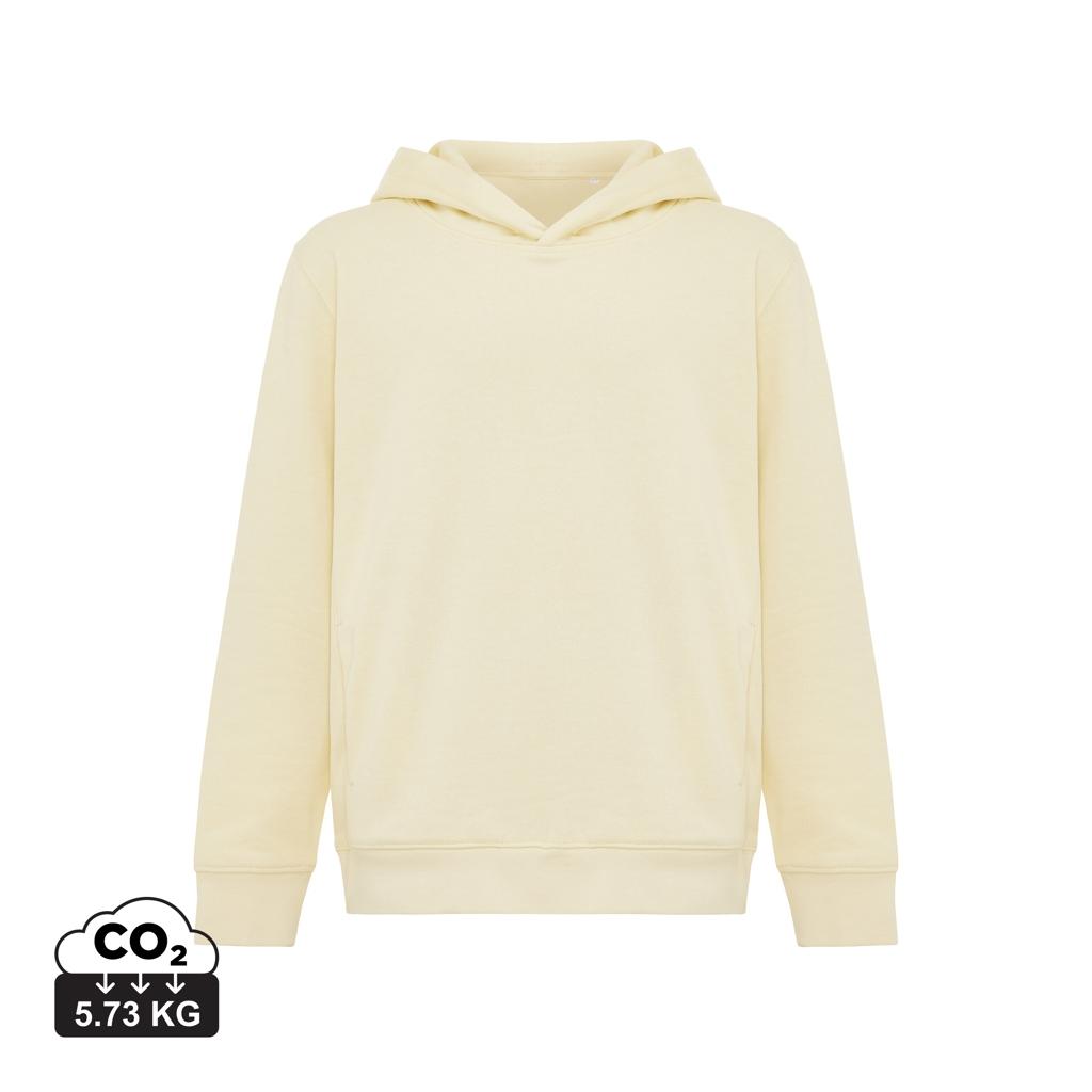Iqoniq Yengo kids recycled cotton hoodie with sidepockets cream yellow