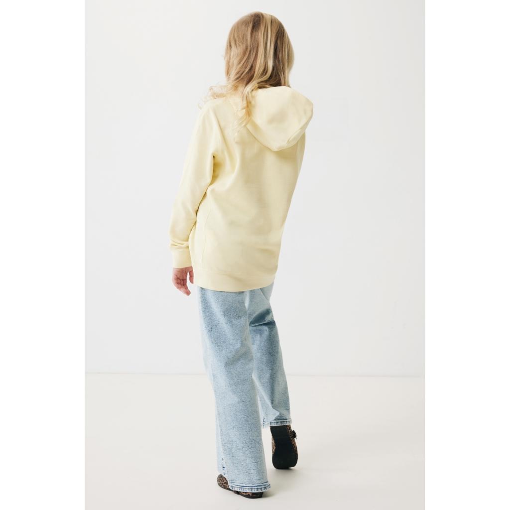 Iqoniq Yengo kids recycled cotton hoodie with sidepockets cream yellow 13 - 14 ani