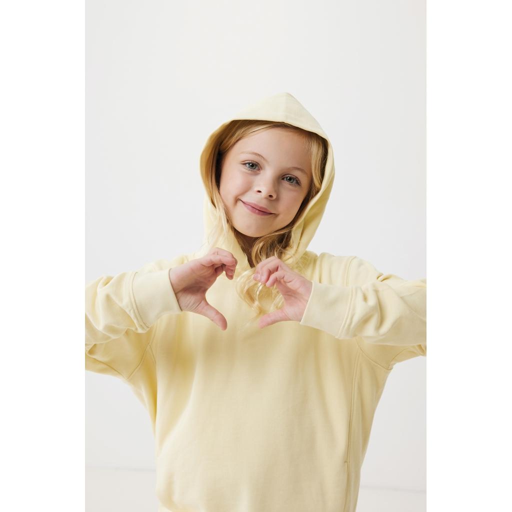 Iqoniq Yengo kids recycled cotton hoodie with sidepockets cream yellow 13 - 14 ani
