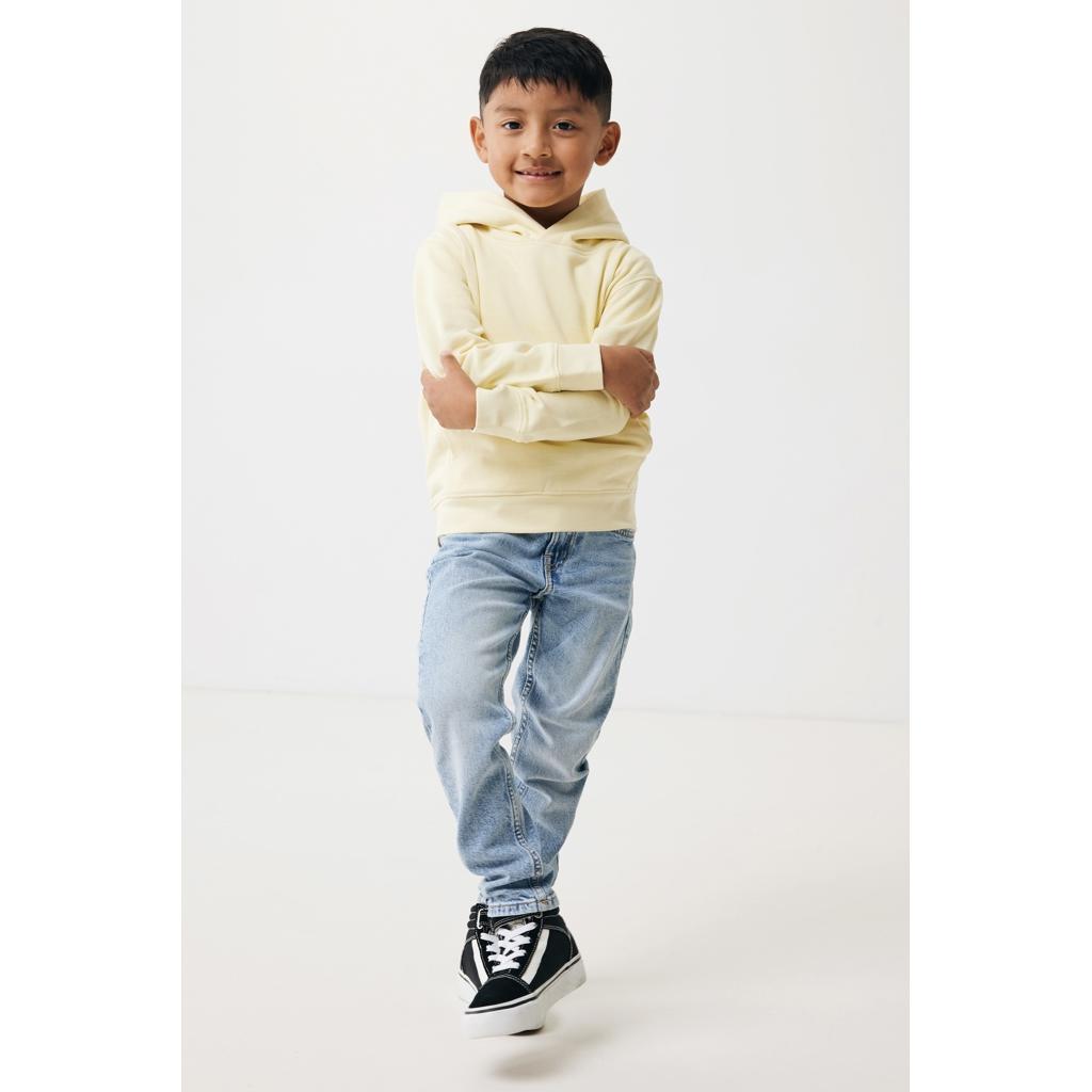 Iqoniq Yengo kids recycled cotton hoodie with sidepockets cream yellow 13 - 14 ani