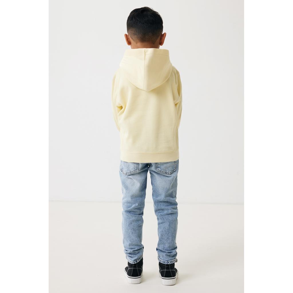 Iqoniq Yengo kids recycled cotton hoodie with sidepockets cream yellow 13 - 14 ani