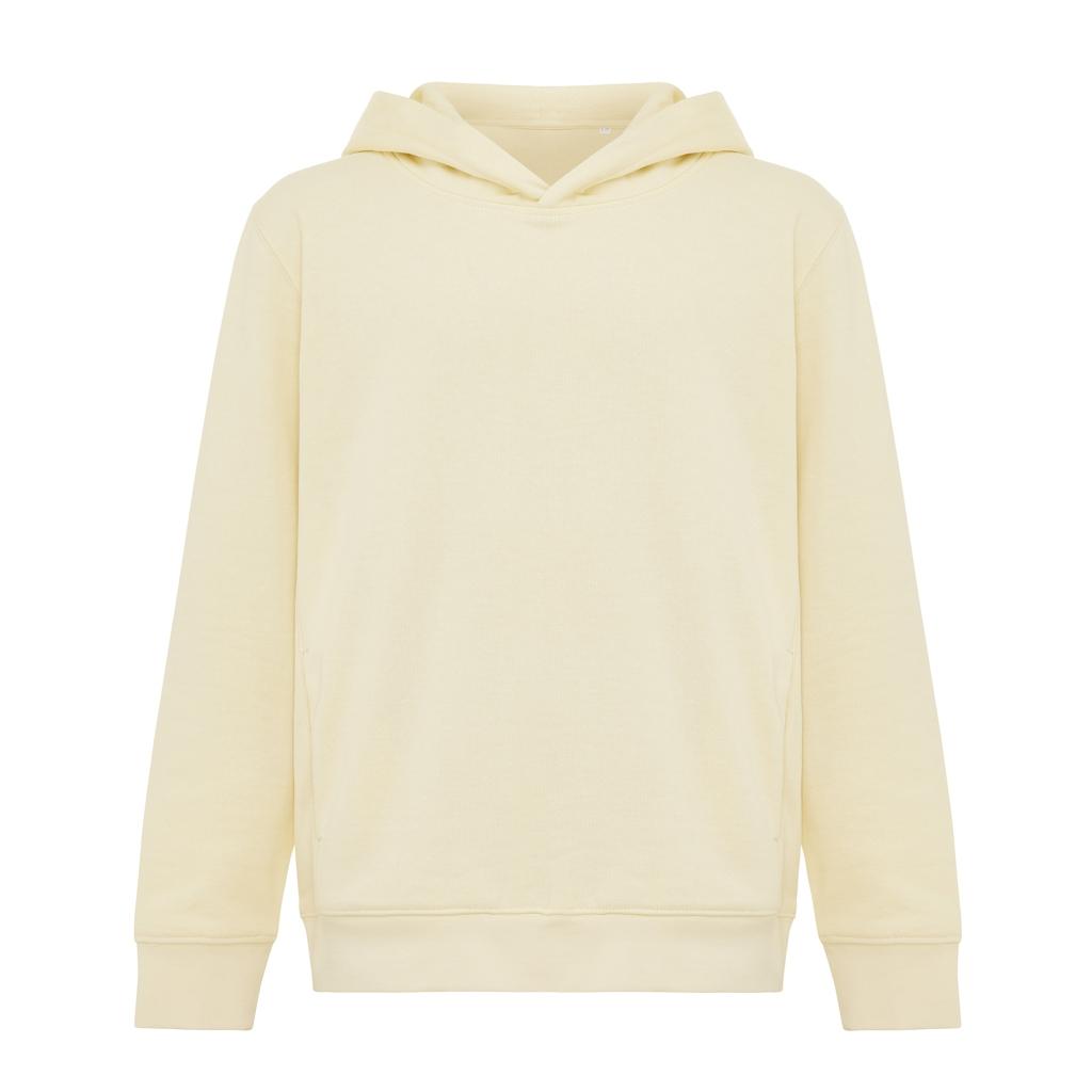 Iqoniq Yengo kids recycled cotton hoodie with sidepockets cream yellow 13 - 14 ani