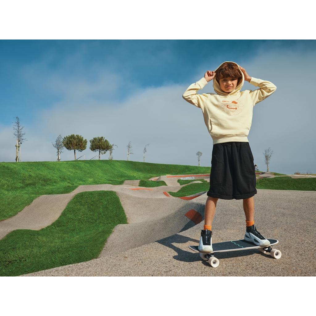 Iqoniq Yengo kids recycled cotton hoodie with sidepockets cream yellow 13 - 14 ani