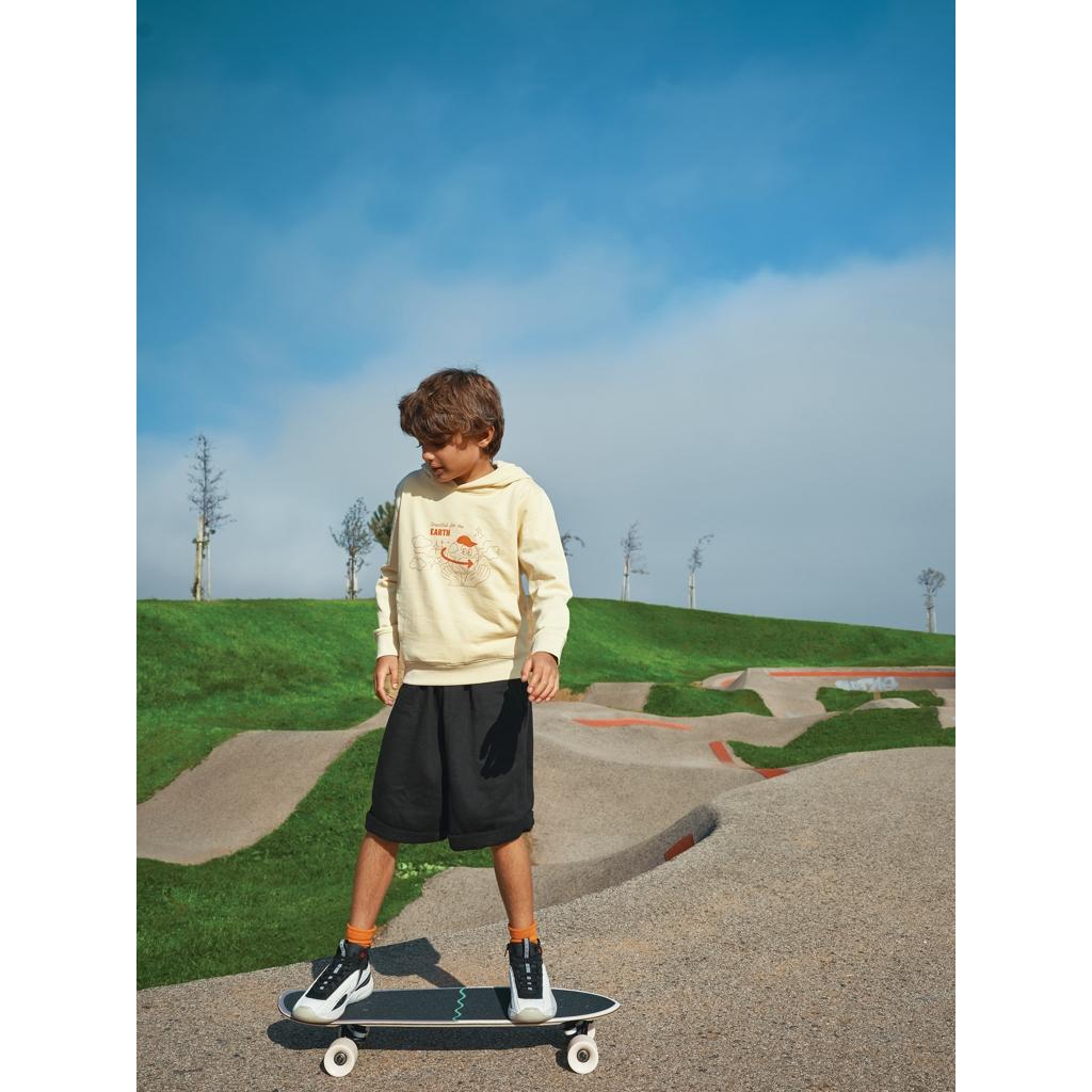 Iqoniq Yengo kids recycled cotton hoodie with sidepockets cream yellow 13 - 14 ani