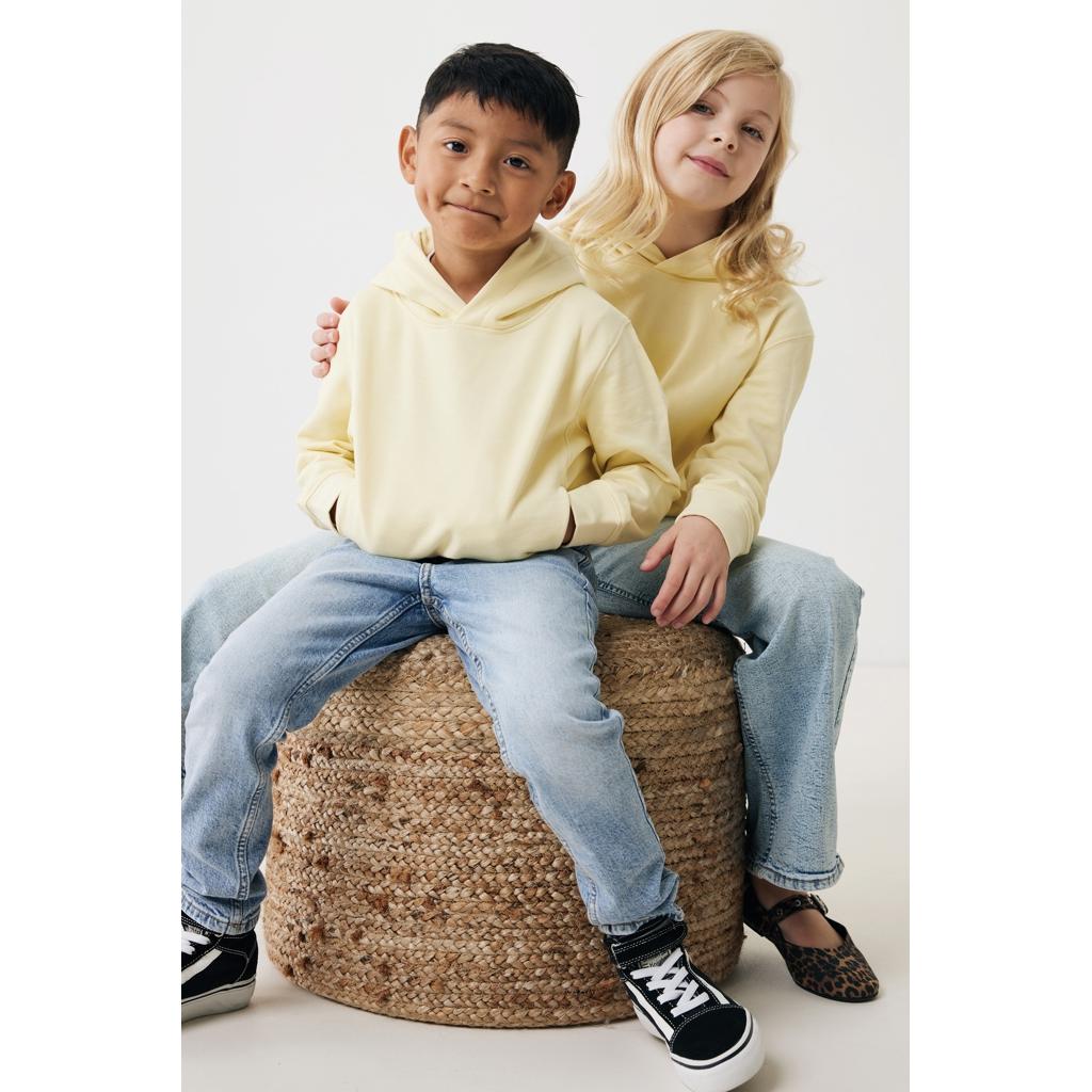 Iqoniq Yengo kids recycled cotton hoodie with sidepockets cream yellow 13 - 14 ani