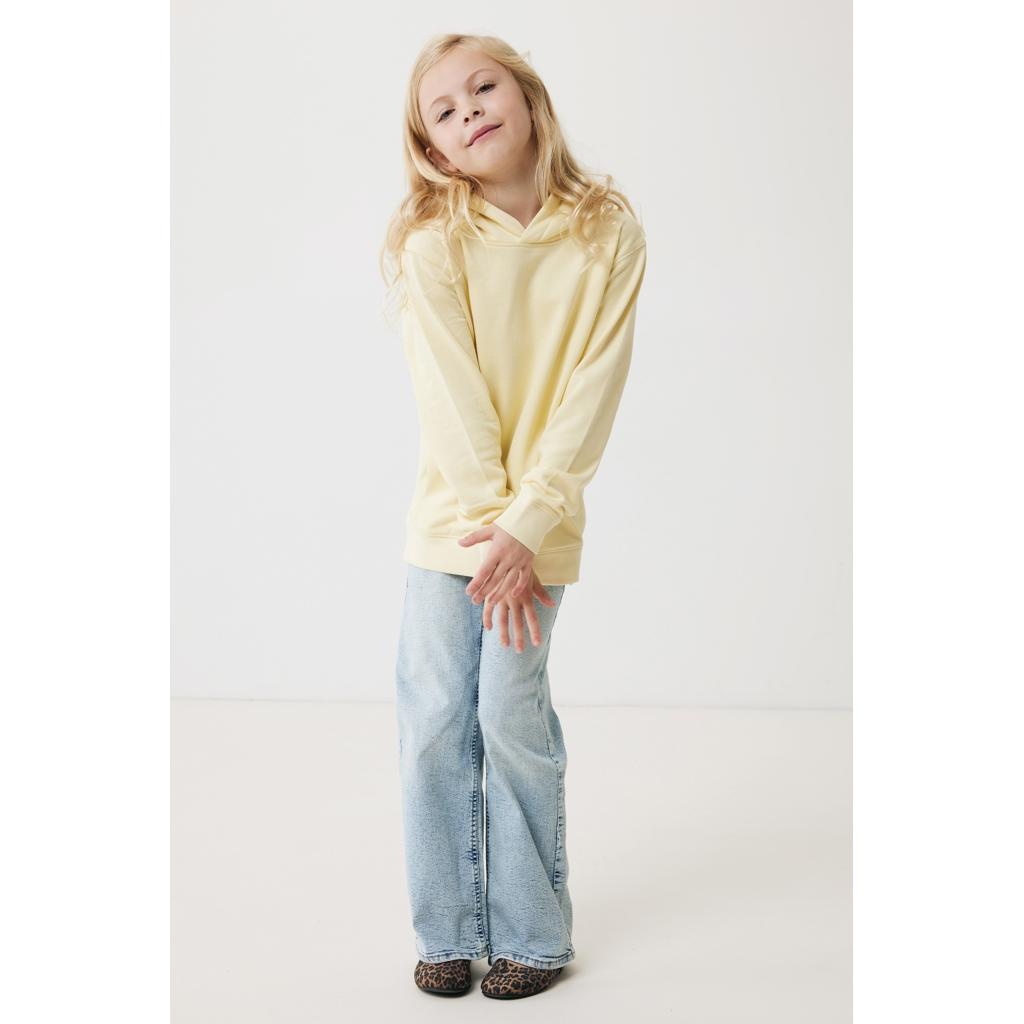 Iqoniq Yengo kids recycled cotton hoodie with sidepockets cream yellow 13 - 14 ani
