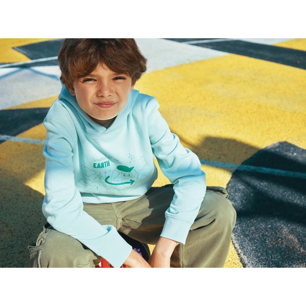 Iqoniq Yengo kids recycled cotton hoodie with sidepockets crushed mint 11 - 12 ani