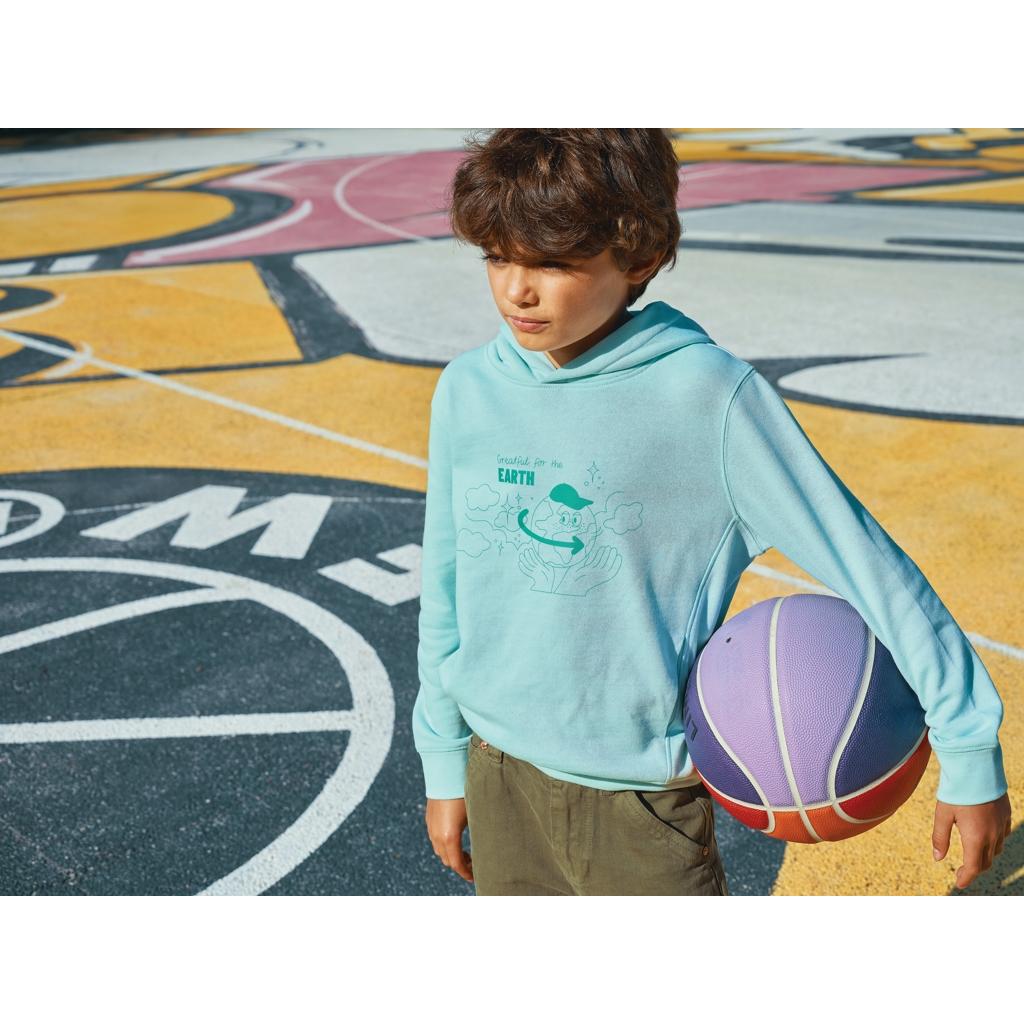 Iqoniq Yengo kids recycled cotton hoodie with sidepockets crushed mint 11 - 12 ani