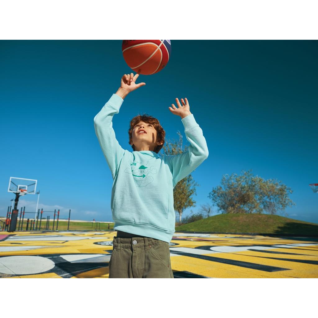 Iqoniq Yengo kids recycled cotton hoodie with sidepockets crushed mint 11 - 12 ani