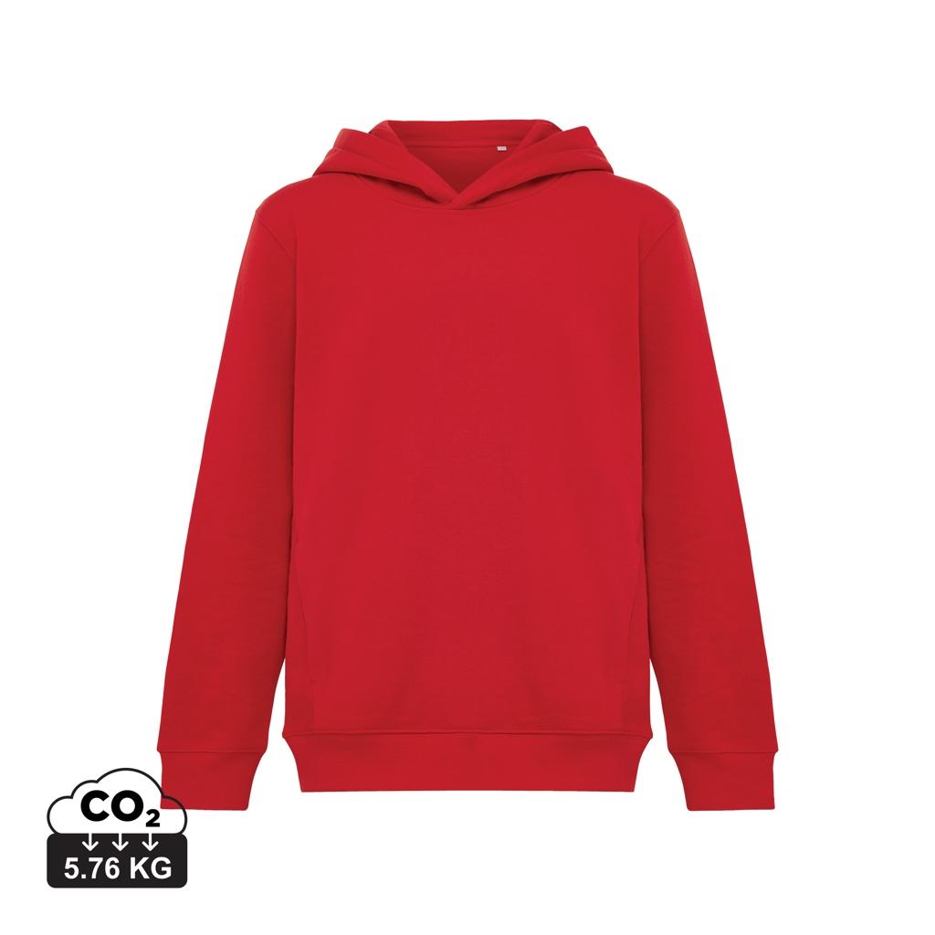 Iqoniq Yengo kids recycled cotton hoodie with sidepockets red