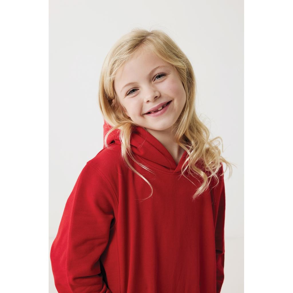 Iqoniq Yengo kids recycled cotton hoodie with sidepockets red 7 - 8 ani