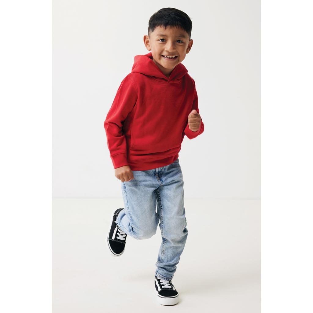 Iqoniq Yengo kids recycled cotton hoodie with sidepockets red 7 - 8 ani