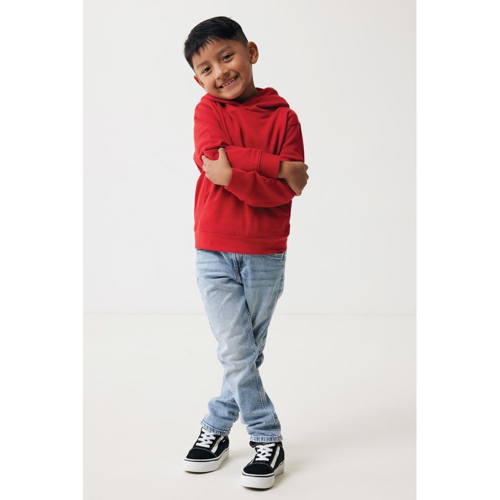 Iqoniq Yengo kids recycled cotton hoodie with sidepockets red 7 - 8 ani
