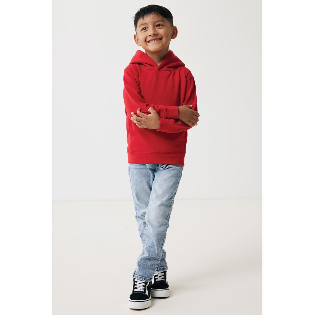 Iqoniq Yengo kids recycled cotton hoodie with sidepockets red 7 - 8 ani