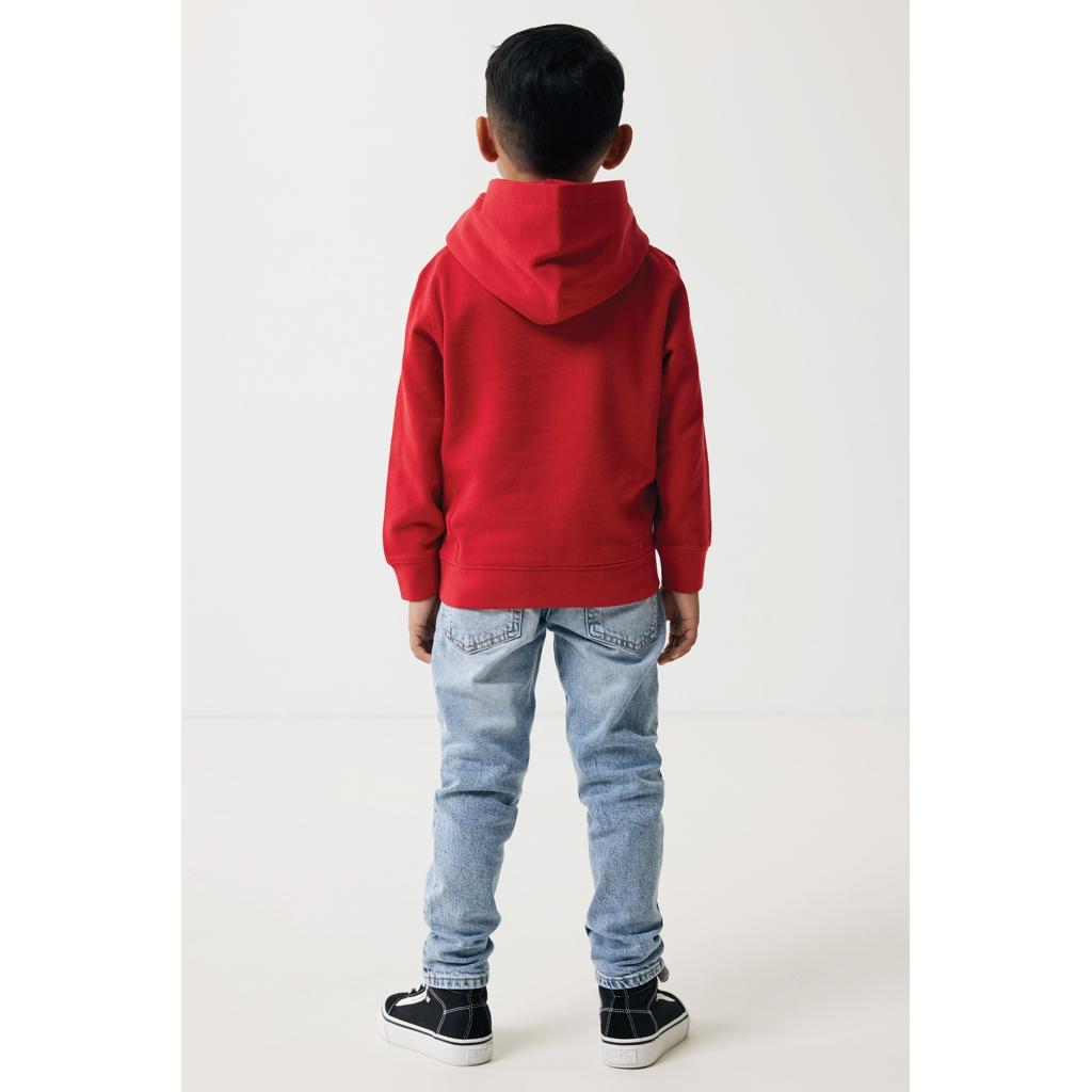 Iqoniq Yengo kids recycled cotton hoodie with sidepockets red 7 - 8 ani