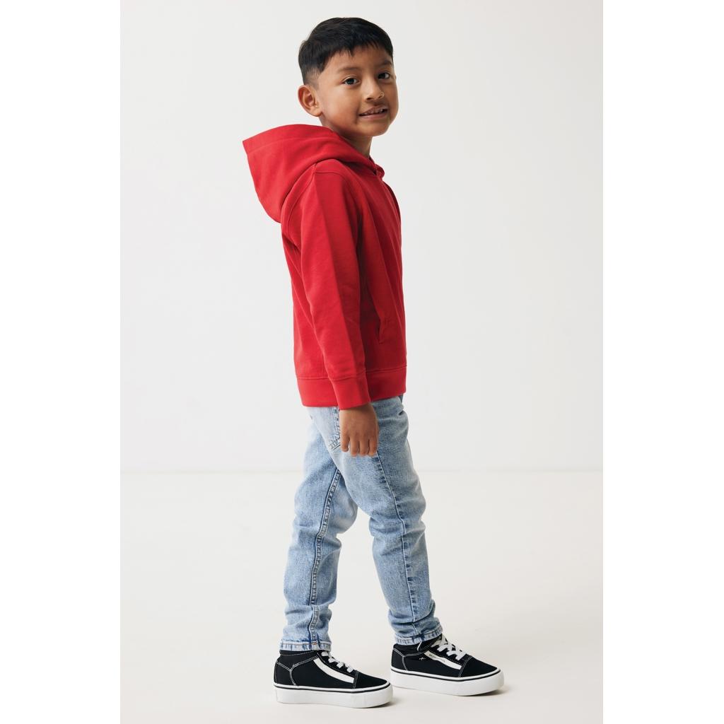Iqoniq Yengo kids recycled cotton hoodie with sidepockets red 7 - 8 ani