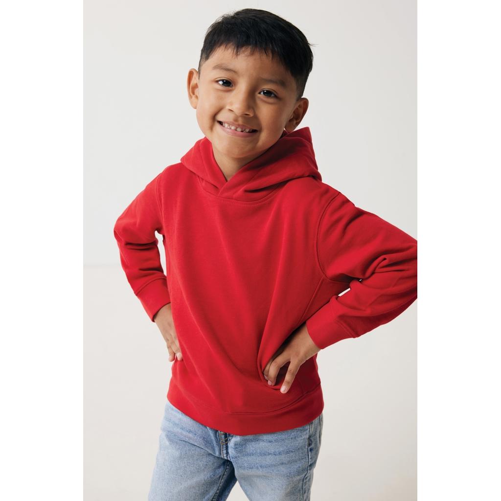Iqoniq Yengo kids recycled cotton hoodie with sidepockets red 7 - 8 ani