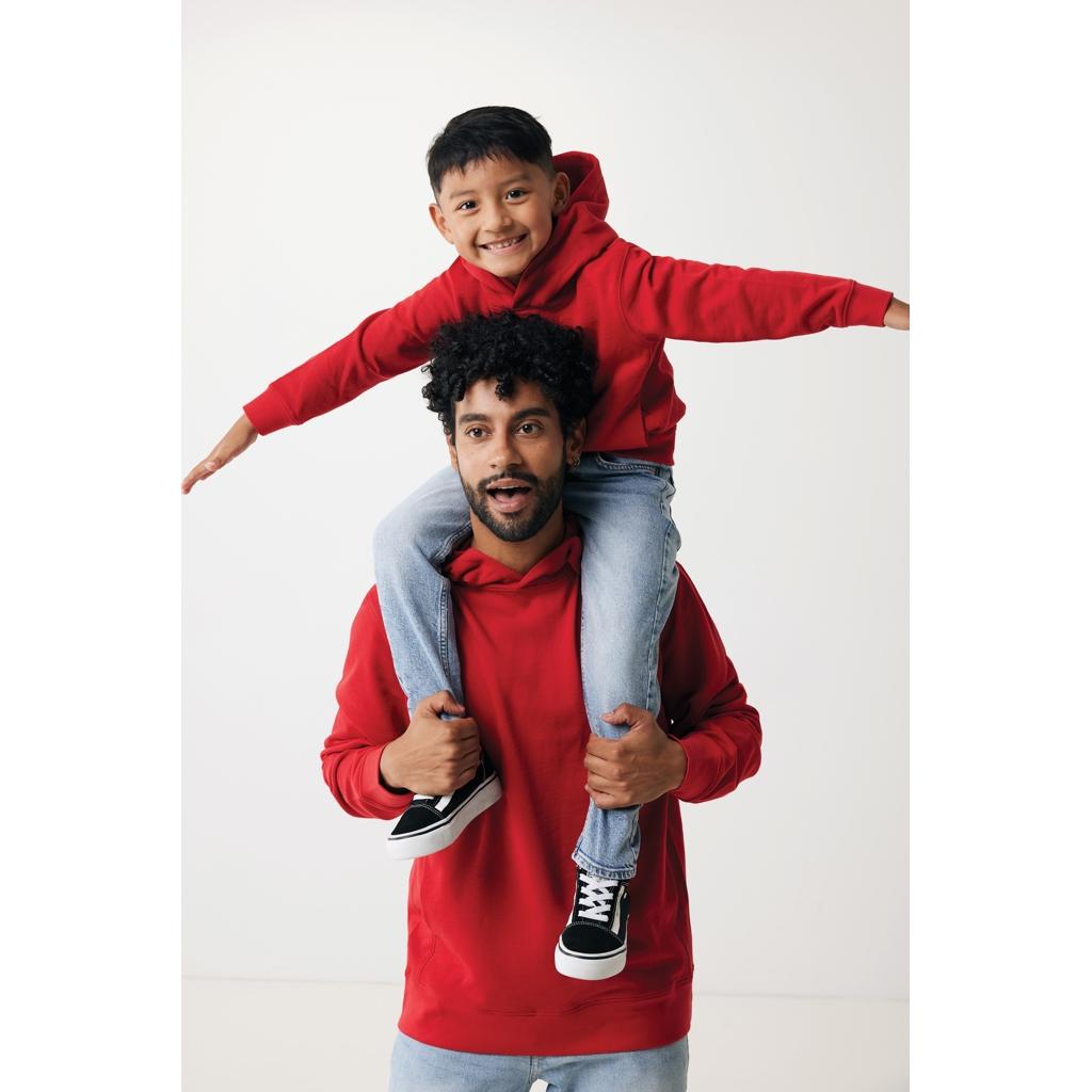 Iqoniq Yengo kids recycled cotton hoodie with sidepockets red 7 - 8 ani