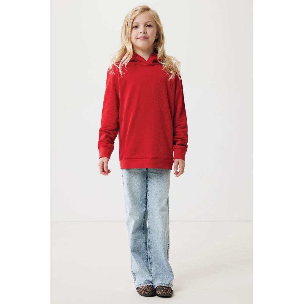 Iqoniq Yengo kids recycled cotton hoodie with sidepockets red 7 - 8 ani