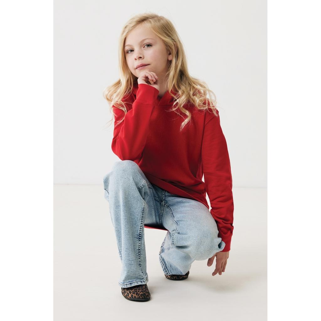 Iqoniq Yengo kids recycled cotton hoodie with sidepockets red 7 - 8 ani