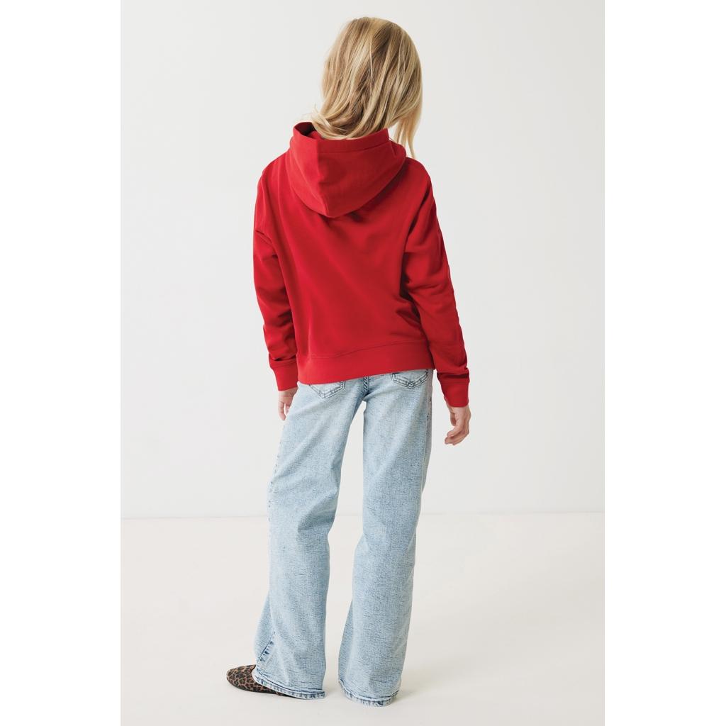 Iqoniq Yengo kids recycled cotton hoodie with sidepockets red 7 - 8 ani
