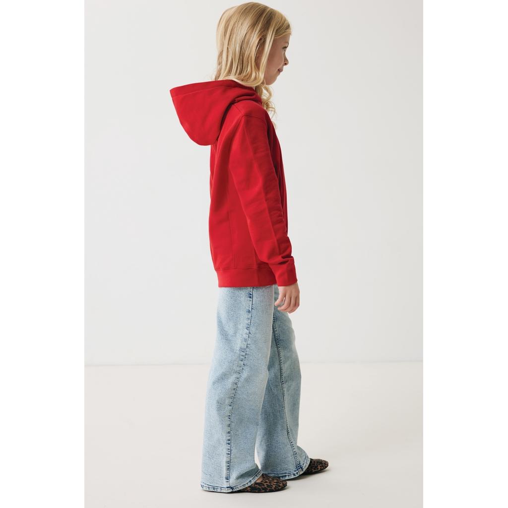 Iqoniq Yengo kids recycled cotton hoodie with sidepockets red 7 - 8 ani