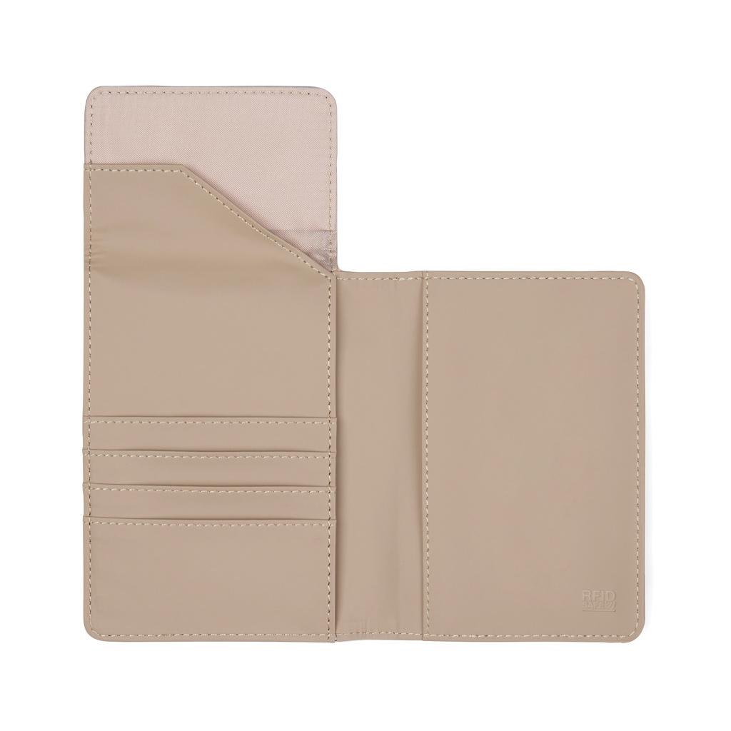VINGA Baltimore RCS recycled polyester RFID passport cover greige