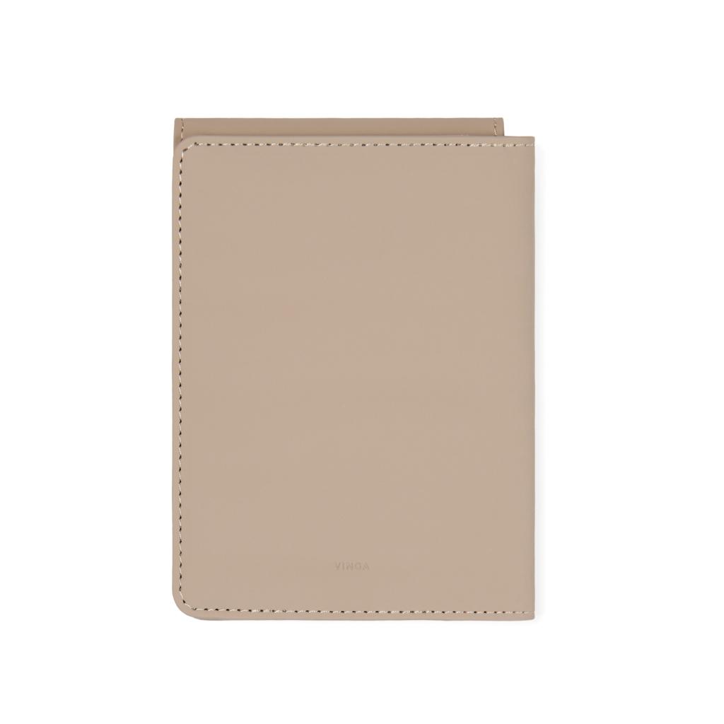 VINGA Baltimore RCS recycled polyester RFID passport cover greige