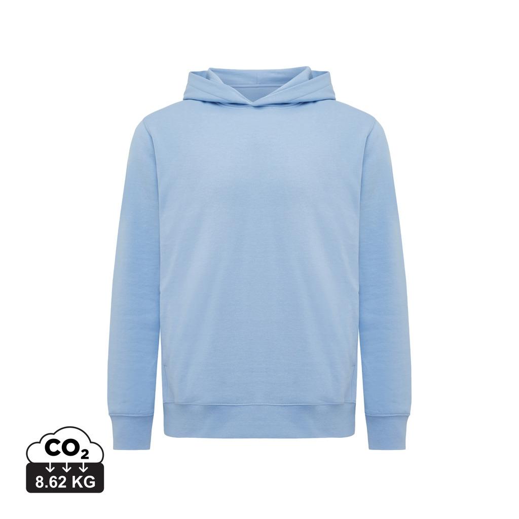 Iqoniq Yengo recycled cotton hoodie with sidepockets sky blue