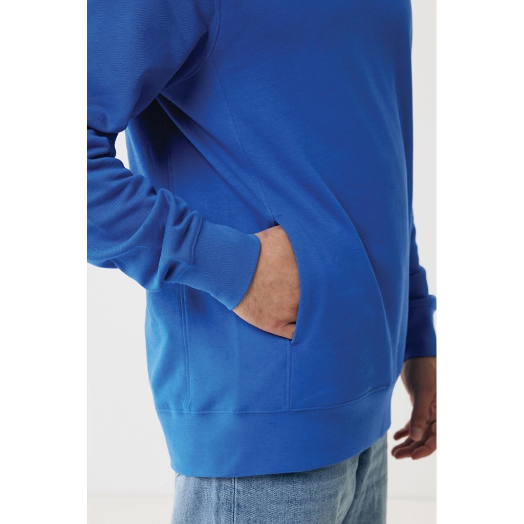 Iqoniq Yengo recycled cotton hoodie with sidepockets royal blue L