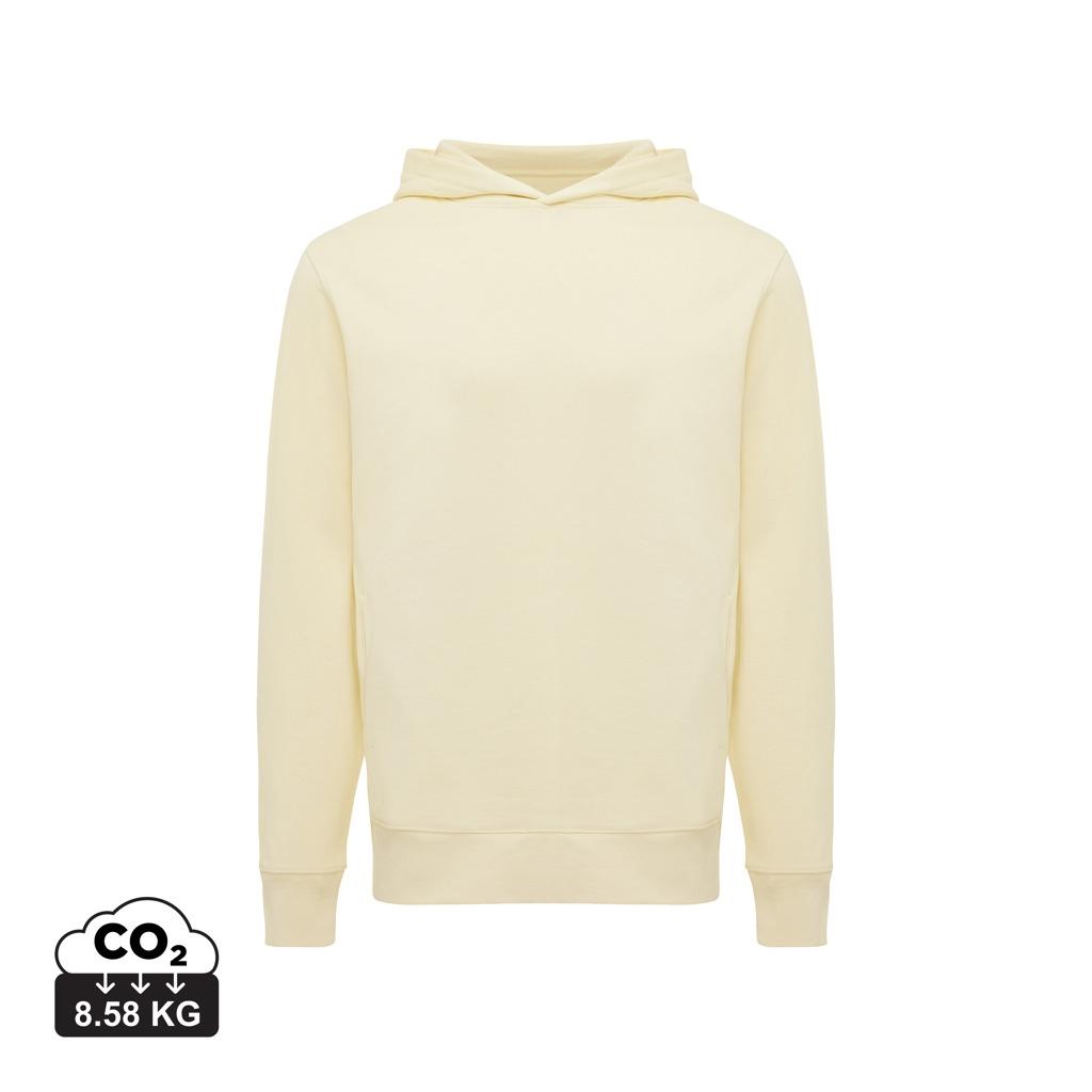 Iqoniq Yengo recycled cotton hoodie with sidepockets cream yellow