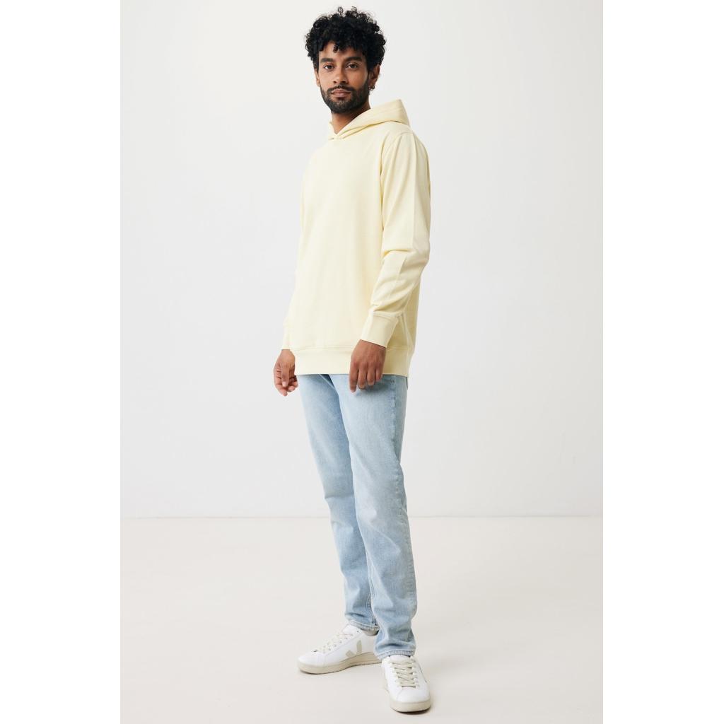 Iqoniq Yengo recycled cotton hoodie with sidepockets cream yellow L
