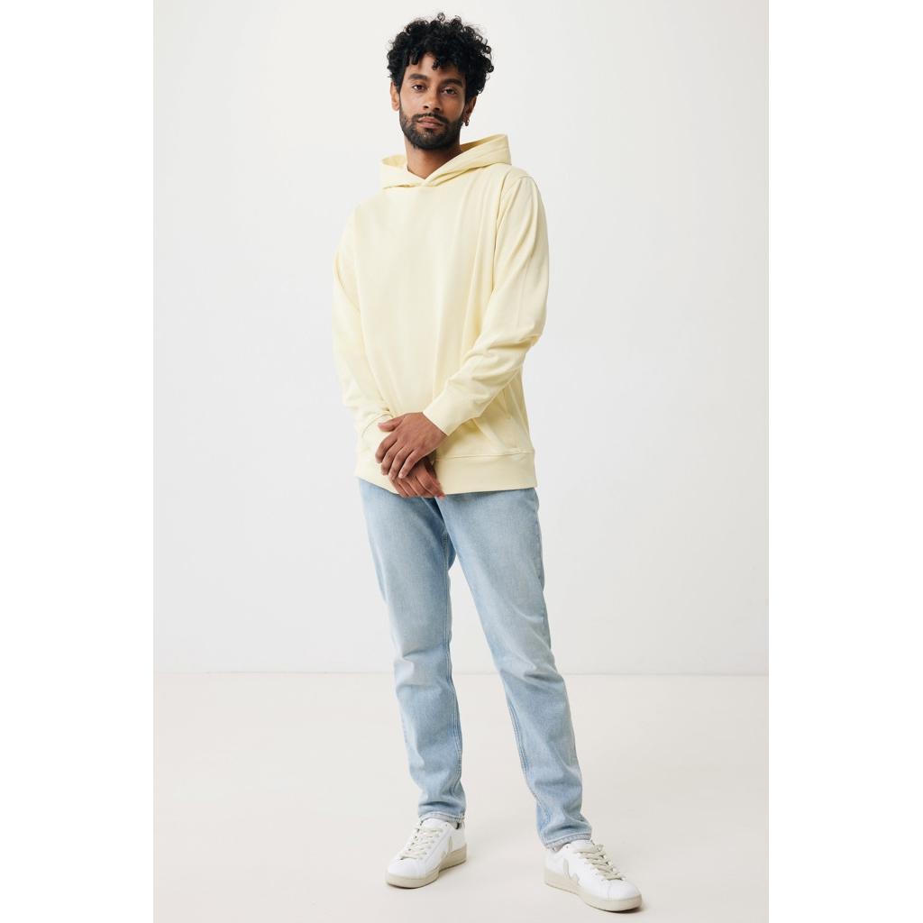 Iqoniq Yengo recycled cotton hoodie with sidepockets cream yellow L