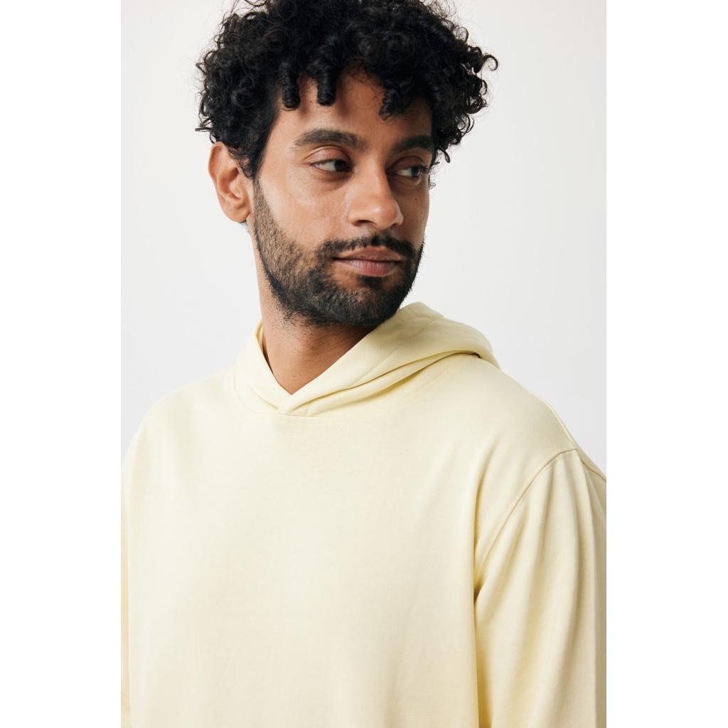 Iqoniq Yengo recycled cotton hoodie with sidepockets cream yellow L