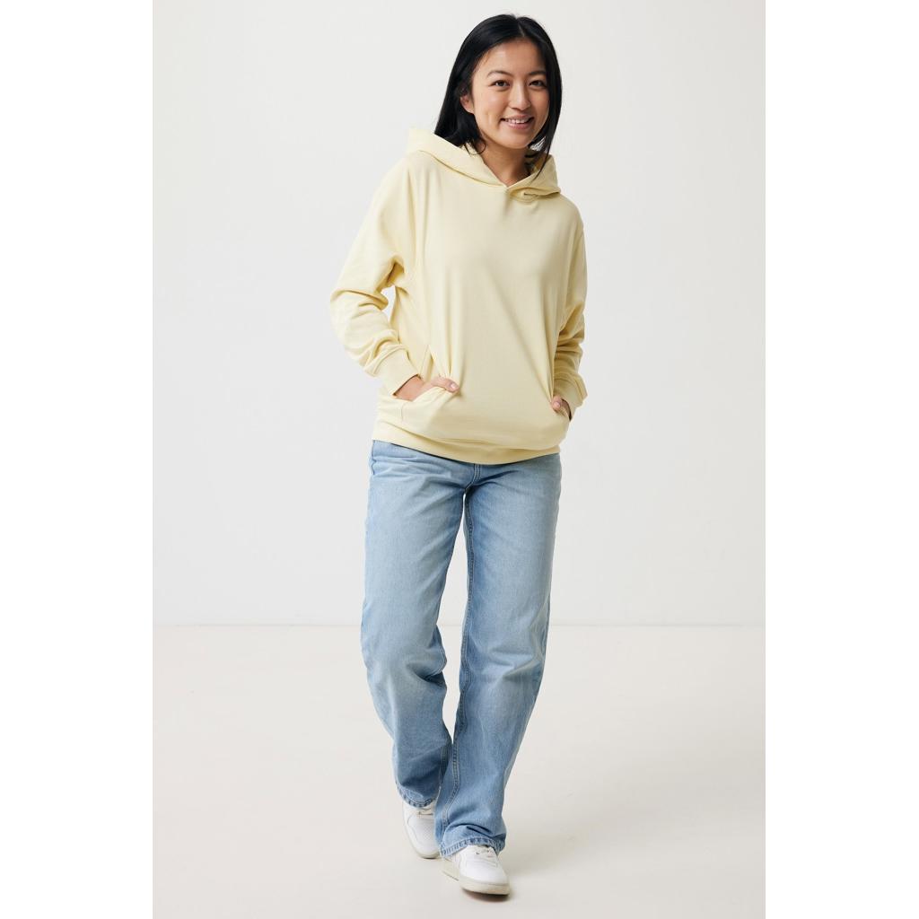 Iqoniq Yengo recycled cotton hoodie with sidepockets cream yellow L