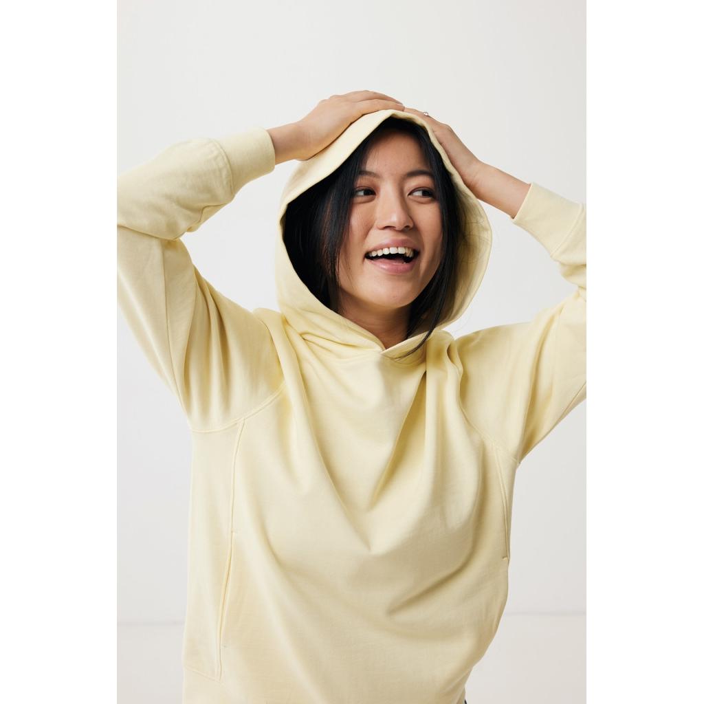 Iqoniq Yengo recycled cotton hoodie with sidepockets cream yellow L