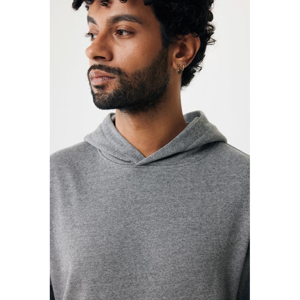 Iqoniq Yengo recycled cotton hoodie with sidepockets light heather anthracite L