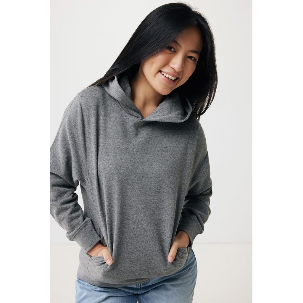 Iqoniq Yengo recycled cotton hoodie with sidepockets light heather anthracite L