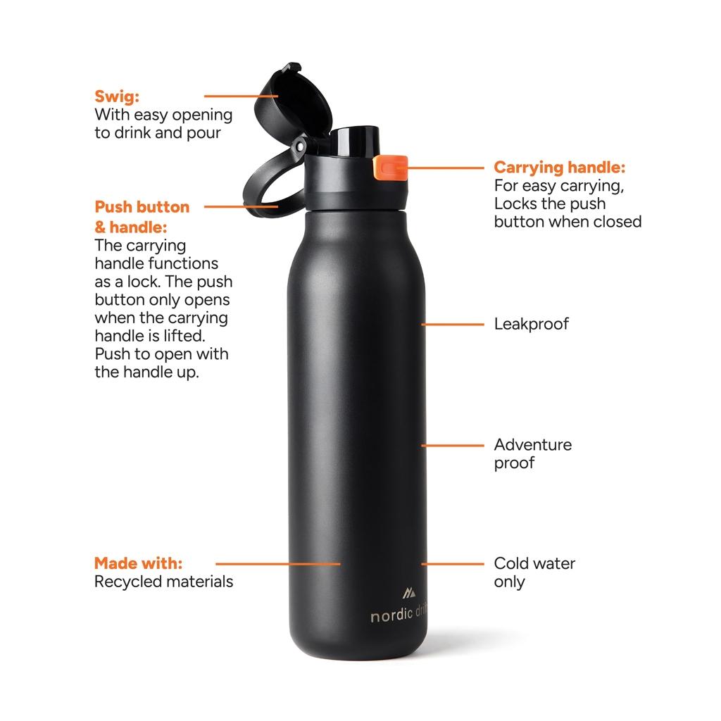 Sticlă apă Nordic Drift Trail 750 ml black