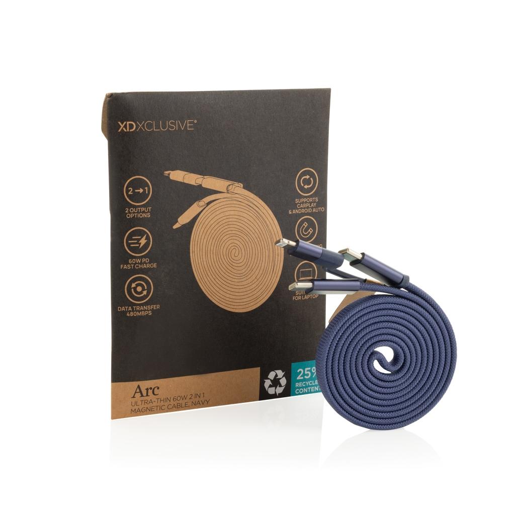 Cablu magnetic 2 în 1 Arc 60W blue