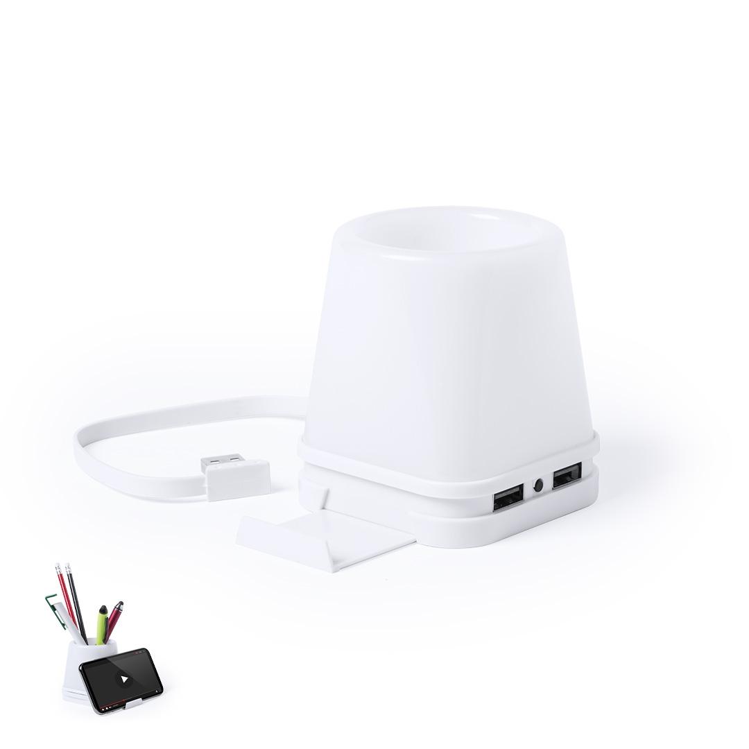 Suport instrumente de scris cu Hub USB Belind alb