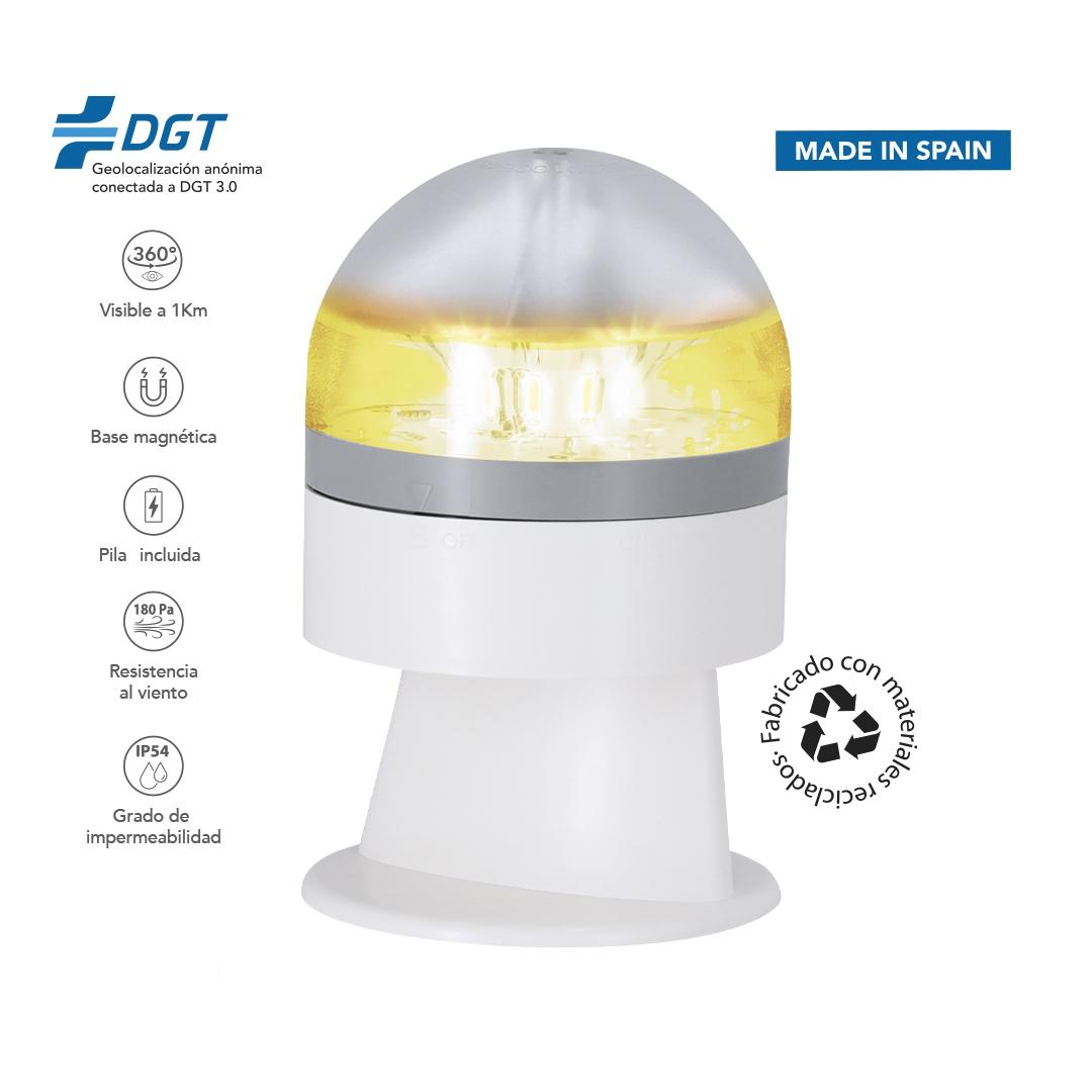Lumină de urgență V16 geolocalizată Busby alb