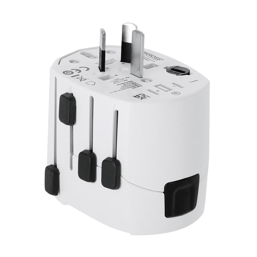 Adaptor universal de călătorie Skross PRO 3-POLE alb