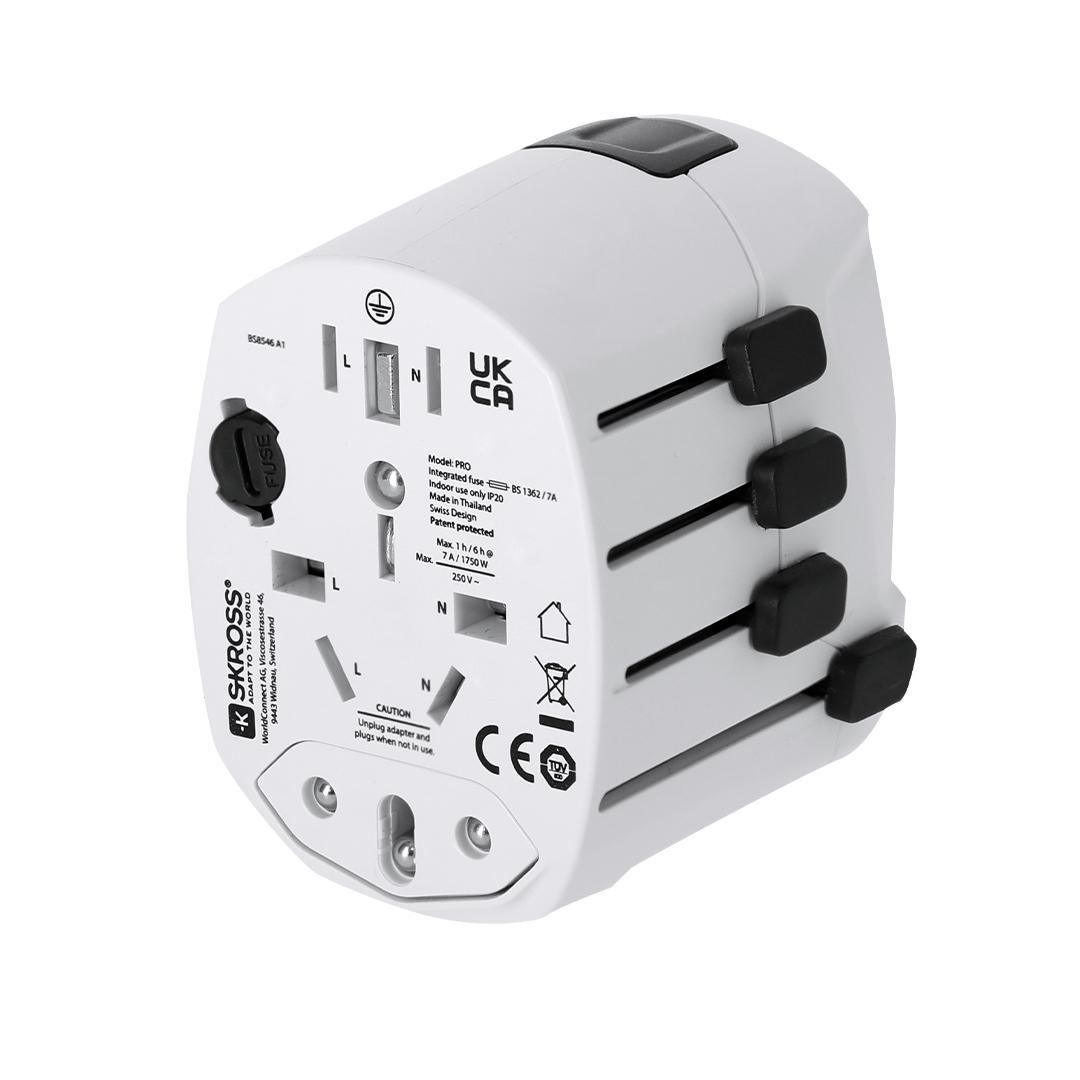 Adaptor universal de călătorie Skross PRO 3-POLE alb
