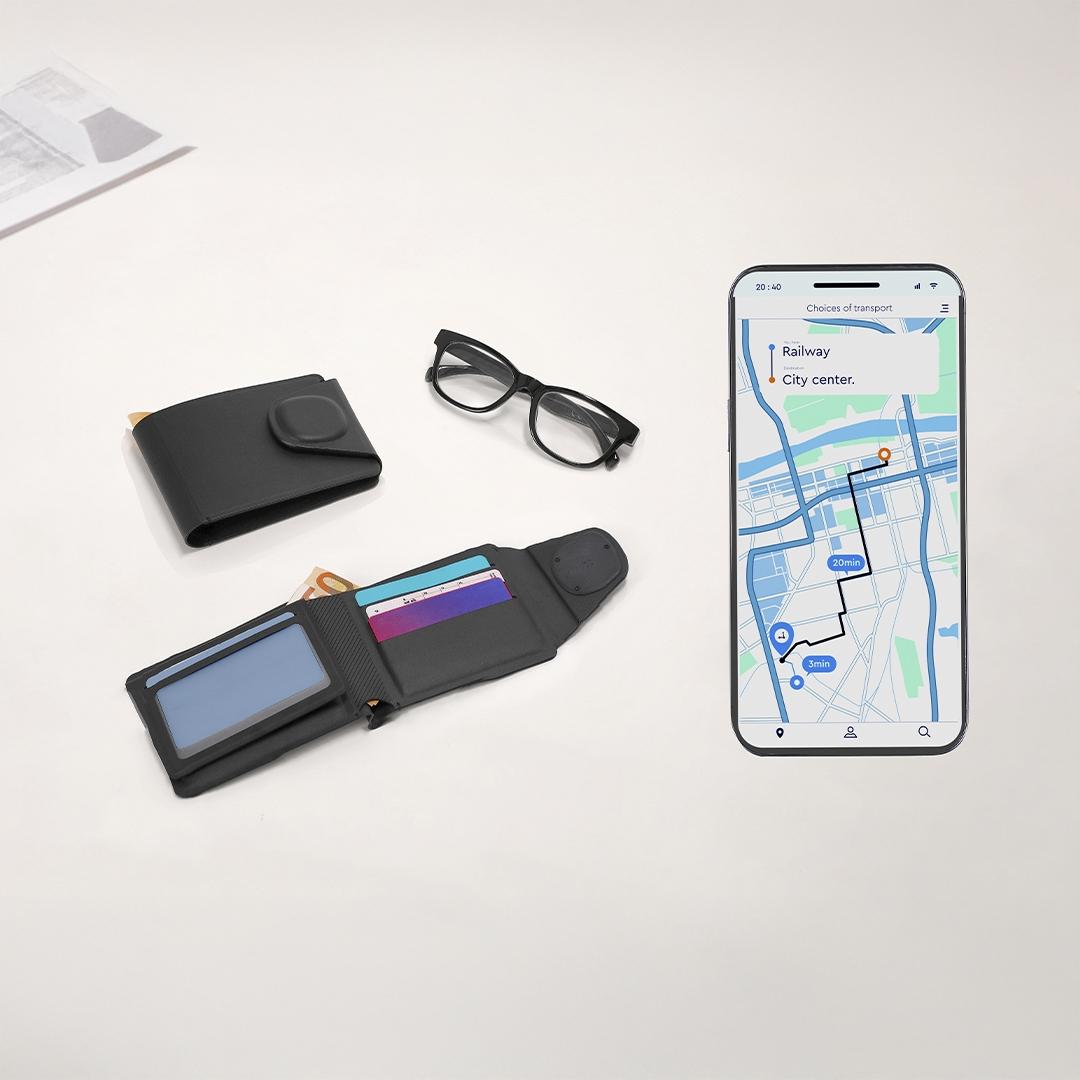 Portofel portcard cu tracker Nairobix negru